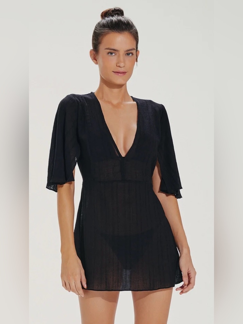 VIX Malia Black Short Caftan Cover-Up Tunic - NWOT